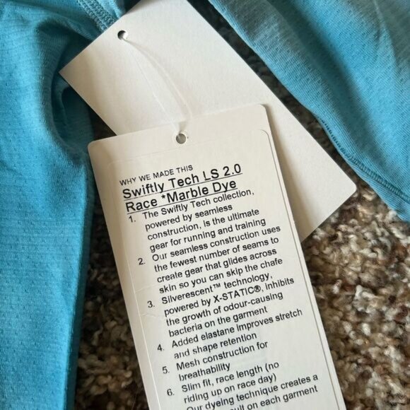 NWT Swiftly Tech Long-Sleeve Shirt 2.0 *Race Length Marble Dye/Marlin Sz 6 - Picture 3 of 5